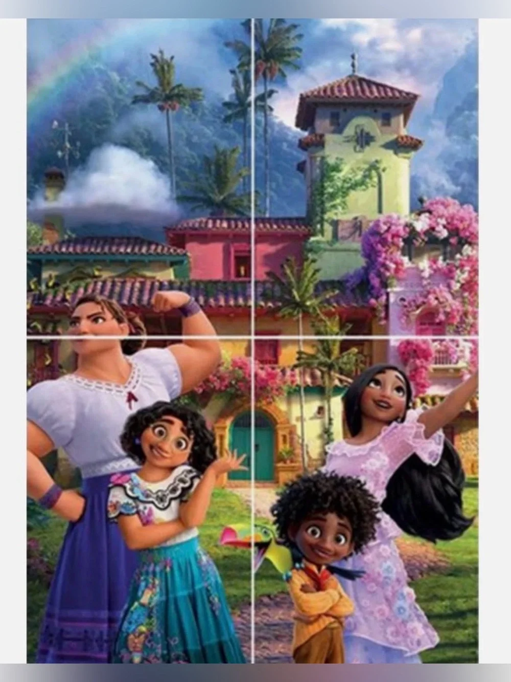 LOT DISNEY ENCANTO PARTY SUPPLIES BACKDROP WITH PROPS and 9” ROUND PAPER PLATES